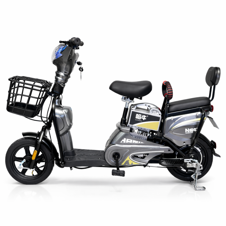 Electric Scooter with Seat and Front Basket, 450W, 48V 12Ah Battery